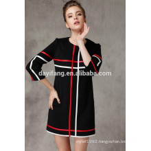 ladies black white and red stripe woolen winter casual dress